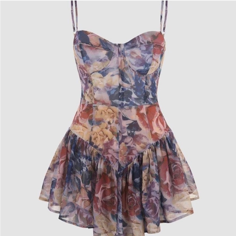 Vanessa Mooney Multicolor Floral Mini Dress